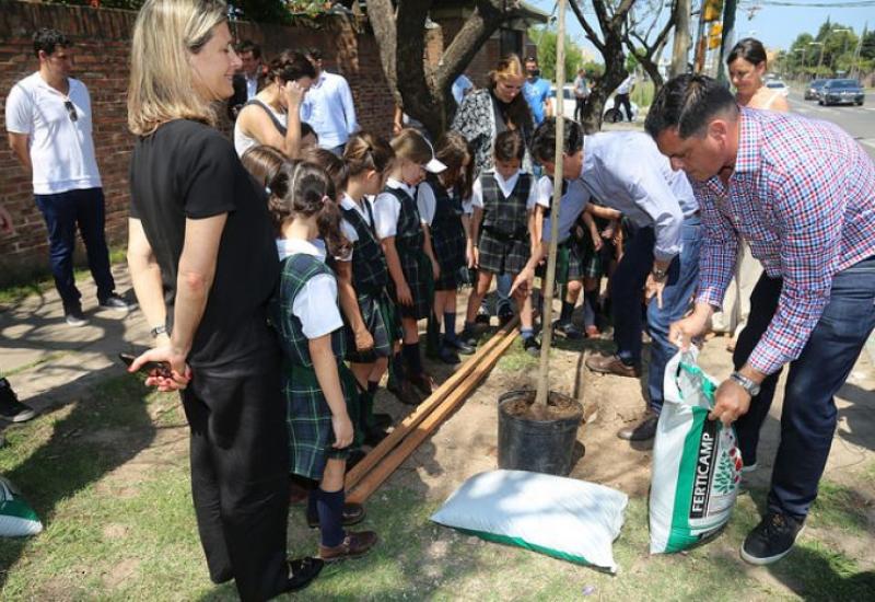 plantación de árboles en calle uruguay, Municipio de San Isidro