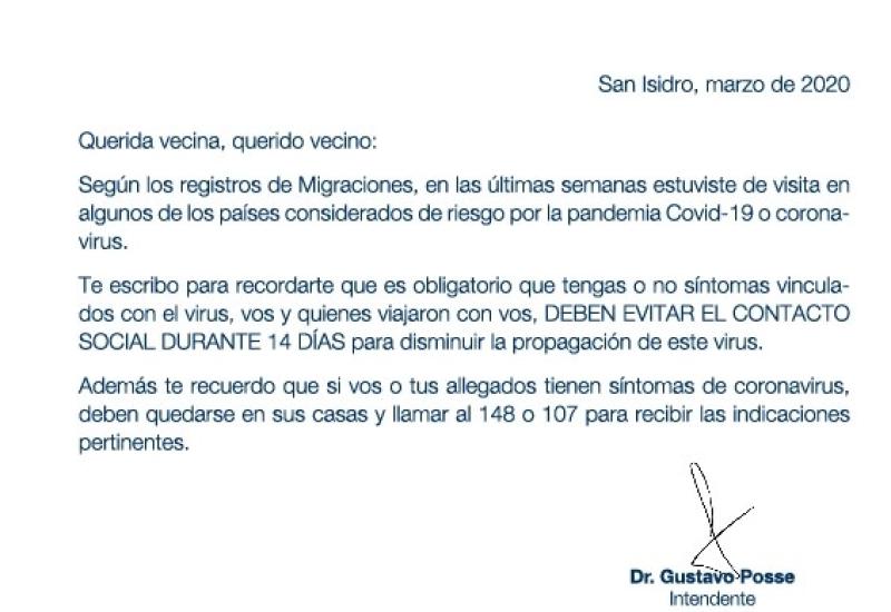 CARTA INTENDENTE GUSTAVO POSSE