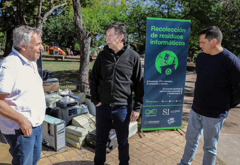 municipio de san isidro, residuos electronicos, colección, mouse, teclado, cpu, monitor, reciclaje, reciclar, notebook, campaña