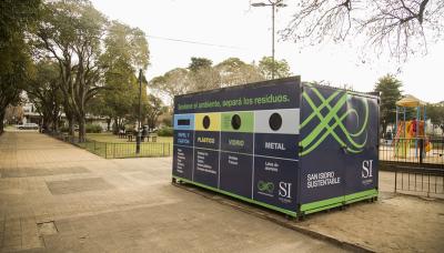 NUEVO ECOPUNTO PARA SEPARAR RESIDUOS EN LA PLAZA CASTIGLIA, SAN ISIDRO, SUSTENTABLE, MEDIO AMBIENTE, CUIDADO